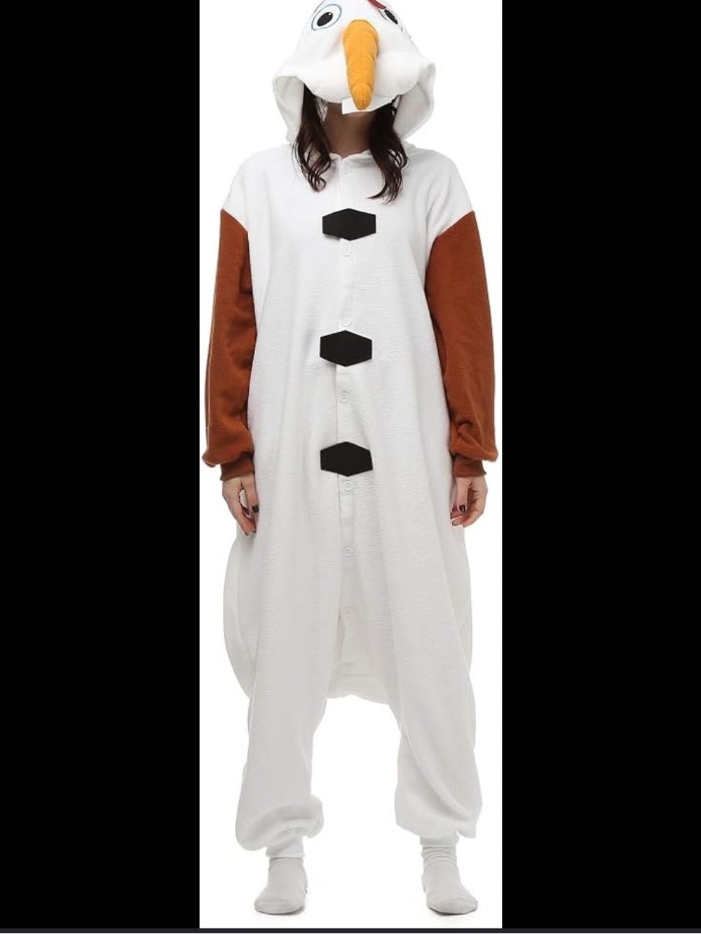 Kids Olaf Snowman Onesie Costume - White & Brown
